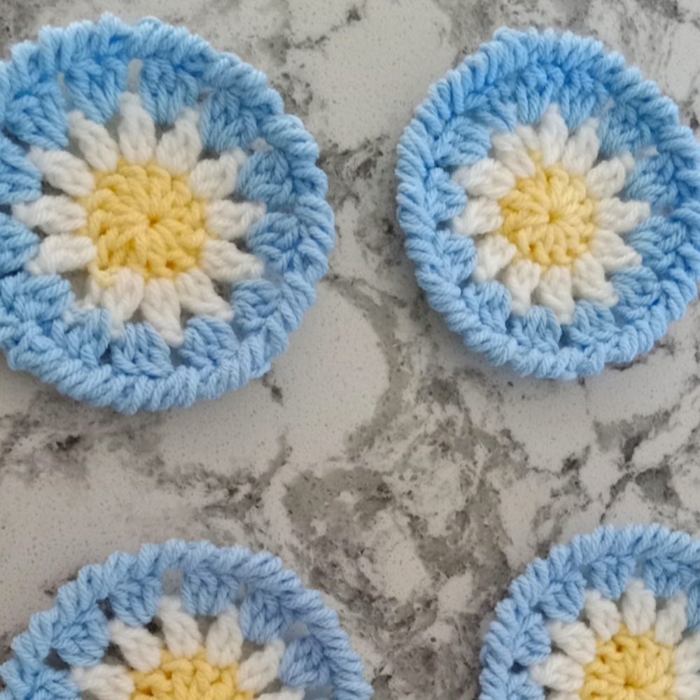 Spring blooms crochet coasters